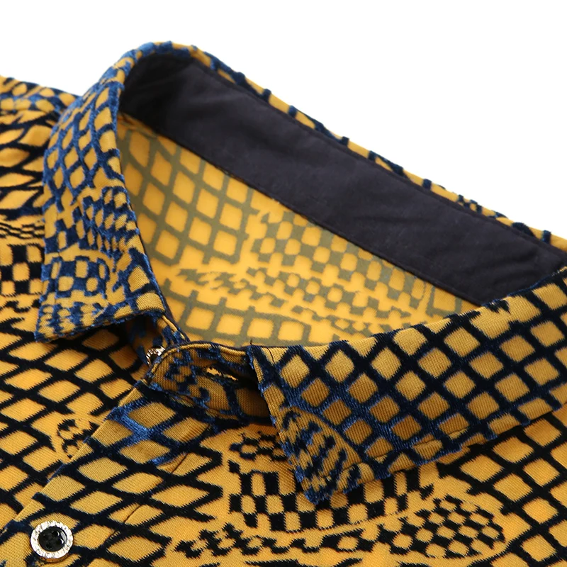 Мужская шелковая бархатная рубашка летняя мужская с коротким рукавом вечерние