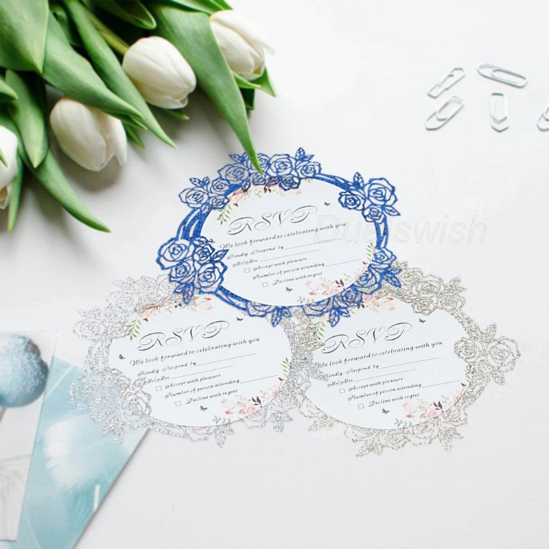 50 шт цветок блестящая бумага лазерная резка пригласительные открытки-приглашения на свадьбу открытка с конвертом Свадебные украшения принадлежности