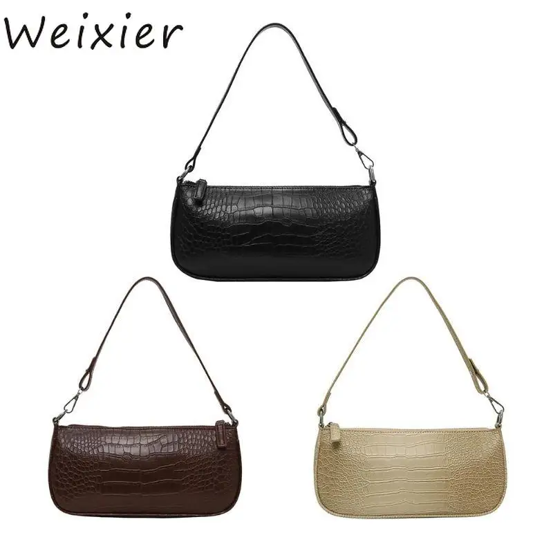 

WEIXIER Alligator Pattern Women Messenger Handbags Casual Solid Shoulder Bags for women 2019 Split Retro Crocodile Bolsas V1-08
