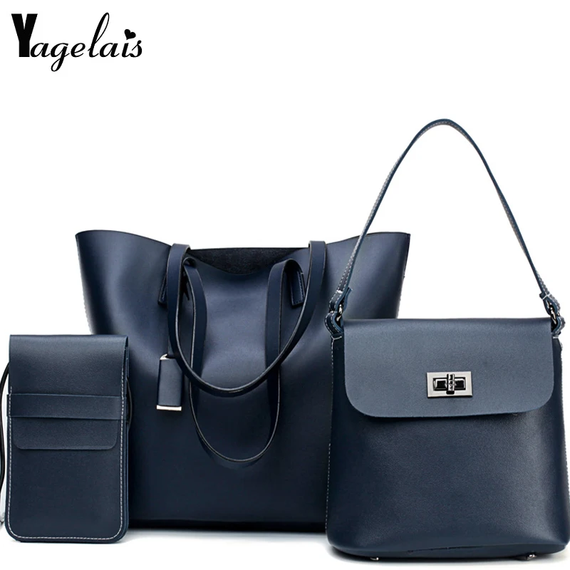 New Fashion 3 Sets Handbag Women Composite Bag Female Large Capacity Tote Shoulder Crossbody Small Purse | Багаж и сумки