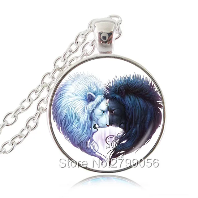 fantasy heart lions pendant