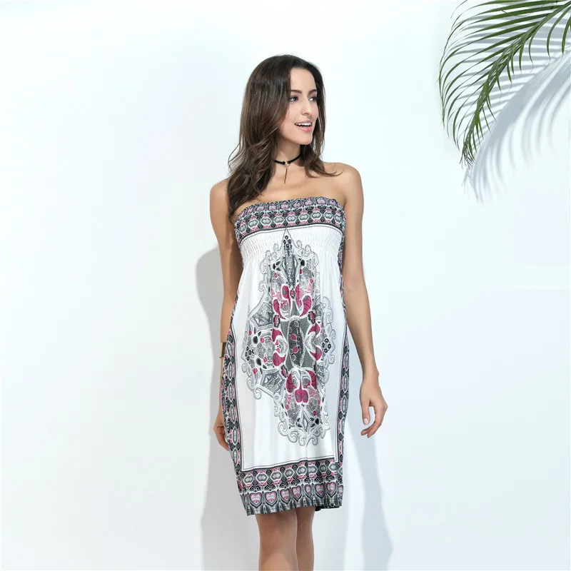 

Summer Beach Dress Women 2017 Off Shoulder Boho Maxi Club Dress Big Size Tunic Sundress Robe Femme Vestido Strapless De Festa
