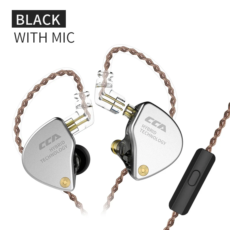 Новинка CCA CA4 1DD+ 1BA Гибридный привод в ухо наушник HIFI DJ монитор Спорт Бег сцена IEM съемный 2Pin кабель - Цвет: Black with mic