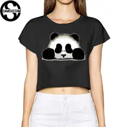 SAMCUSTOM Camisetas Настоящее короткие новые 3D Симпатичные Панды Детские печати уличная мода футболка анархии Голый живот сексуальные футболка Для