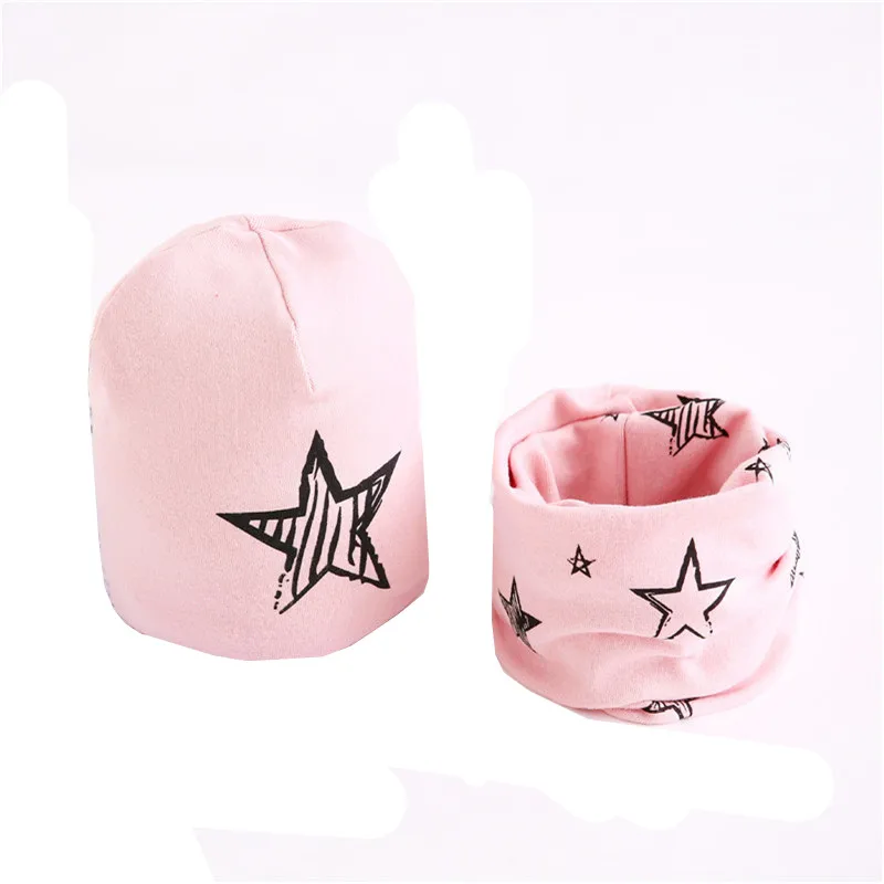Autumn Winter Crochet Baby Hat Scarf Sets Girls Boys Cap Kids Beanies Stars Fish Hat Cotton Children Collar Scarf Baby Child Cap