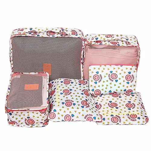 BAKINGCHEF набор из 6 дорожных сумок Женские Мужские трусы для хранения бюстгальтер нижнее белье Органайзер одежда косметичка для сна аксессуары - Цвет: Pink smile