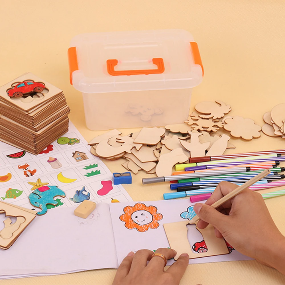 

100Pcs Board School Paint Tools Educational Coloring Book Paint Learning Coloring Board Drawing Board Kids Wooden Drawing Toys