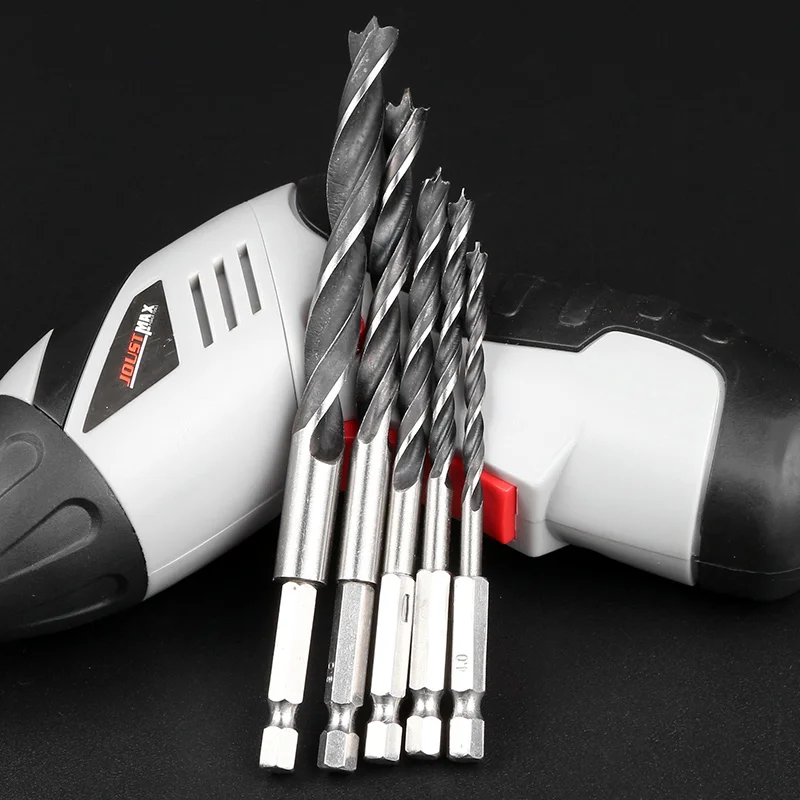 5PCS Drill Bit Set 4mm  5mm  6mm 8mm 10mm Change Metal Tools 1/4 Hex Shank Wood HCS Rustproof Woodworking Drill Hexagonal Shank