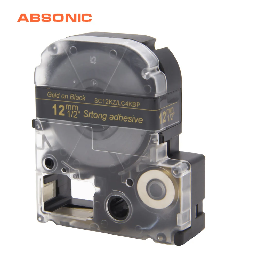 

Absonic 12mm Printer Ribbon For Epson SC12KZ LC-4BKP Standard LK Tape Cartridge For Epson LabelWorks LW600P LW700 Label Printers