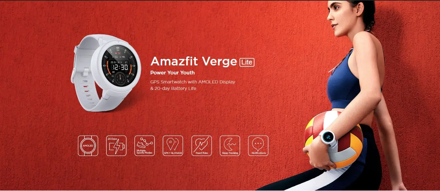 20 дней работы от батареи Xiaomi Huami Amazfit Verge Lite английская версия gps спортивные Смарт-часы 1," AMOLED экран Улучшенный HR сенсор