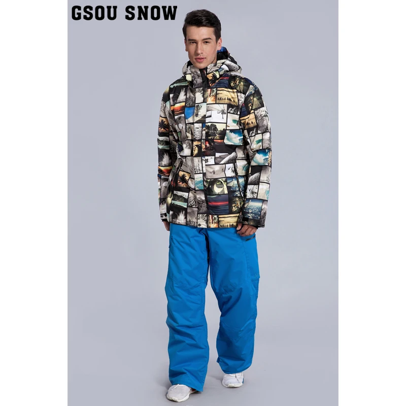 Gsou nieve traje de esquí de invierno para hombres chaqueta de esquí hombres snowboard esqui traje ski JAS Mannen montaña esquí ropa