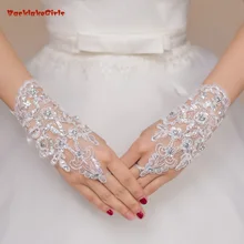 Atacado Apliques аксессуары для Casamento как Mulheres Atam Lantejoulas Baratos Luvas Sem Dedos Luva De Noiva Nova Noiva
