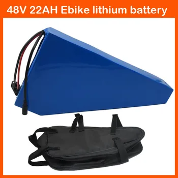 

48V 1500W Electric Bike Battery 48 Volt 22AH triangle Lithium bateria pack with 40A BMS 54.6V 2A charger Free triangle bag