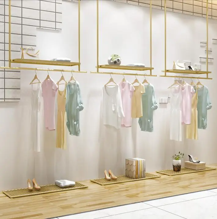 Магазин одежды потолочная подвесная вешалка на стену витрина рамка детская одежда кольца золотые женские полки настенные hangi