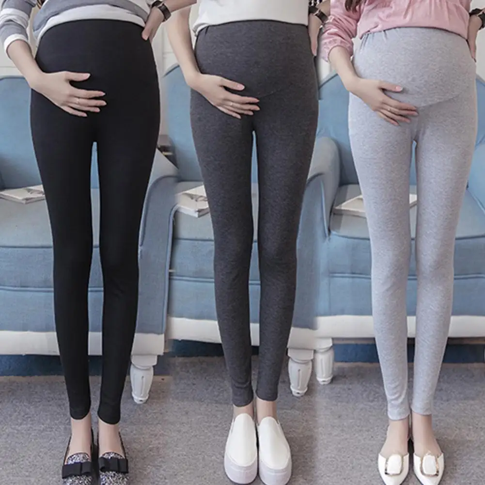 

Basic Solid Color Pregnancy Pants Abdomen Support Maternity Leggings Trousers for Pregnant Woman