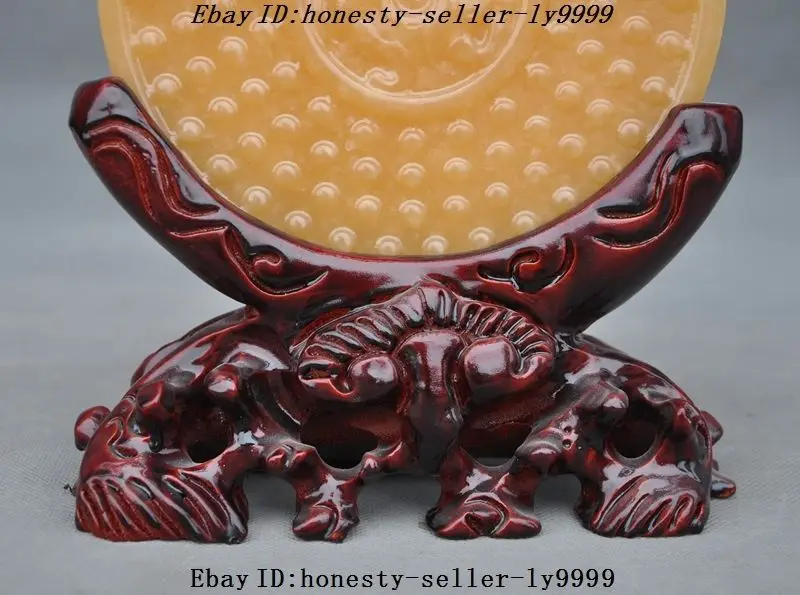 1" Китай натурального huangyu нефрит резной дракон животных Lucky Ю Би плиты Экран