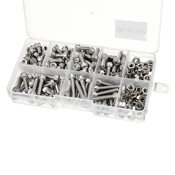 

250Pcs M4SH1 M4 Screws Stainless Steel Hex Socket Cap Head Screws and Nuts Assortment Kit 25x6 Kinds of Screws+100 Nuts