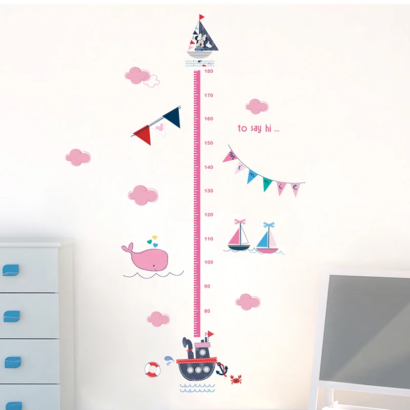 Cartoon Micky Minnie Sea Boat Whale Growth Chart Wall Stickers For Kids Room Decor Mural PVC Home Wall Art Height Measure Decals Cartoon Micky Minnie Sea Boat Whale Growth Chart Wall Stickers For Kids Room Decor Mural PVC Home Wall Art Height Measure Decals