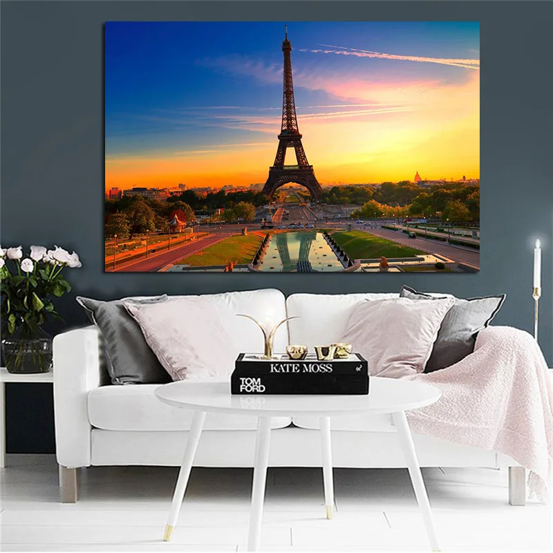 

Paris City Eiffel Tower Landscape Canvas Painting Nordic Posters and Prints Scandinavian Modern Wall Picture for Living Room