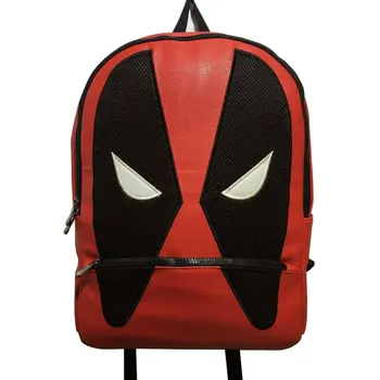 

2017 Hot Anime PU Leather School Bags Deadpool Backpack Pouch Mochila Fashion Travel Backpack for Kids Boy Girl School Bag