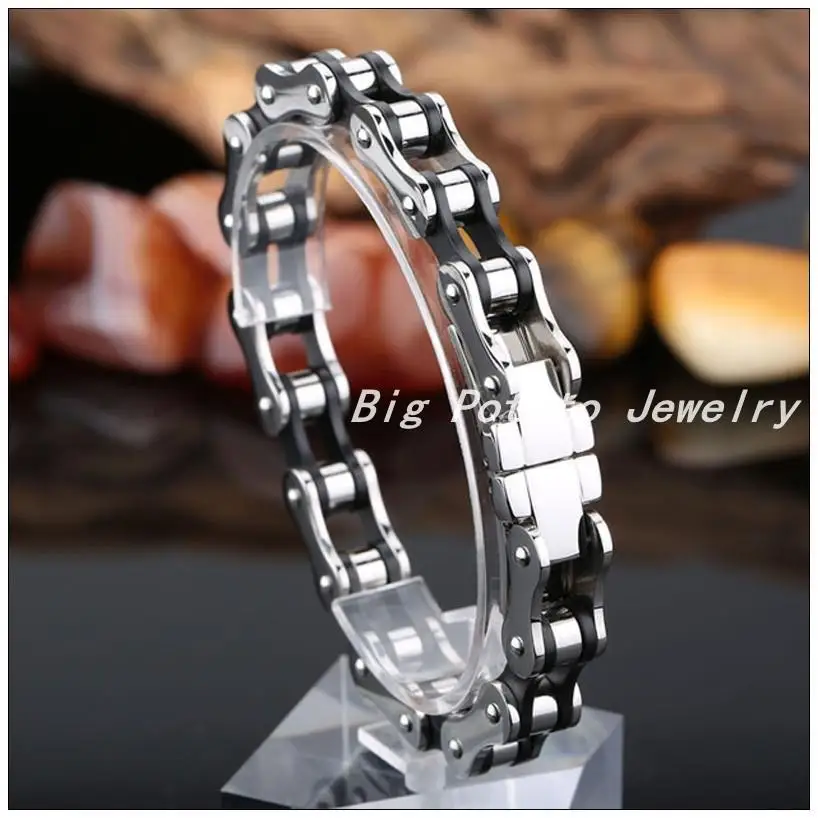 23 см* 10 мм 60 г 316L Нержавеющая сталь серебристый, черный байкерские Велосипедные цепи Для Мужчин's Браслеты, высокое качество