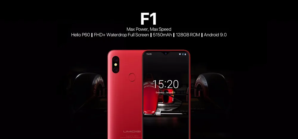 UMIDIGI F1 Android 9,0, глобальная версия Helio P60, четыре ядра, 4 Гб, 128 ГБ, 6,3 дюйма, FHD+ водонагреватель, NFC, 5150 мА/ч, 18 Вт, быстрая зарядка, смартфон