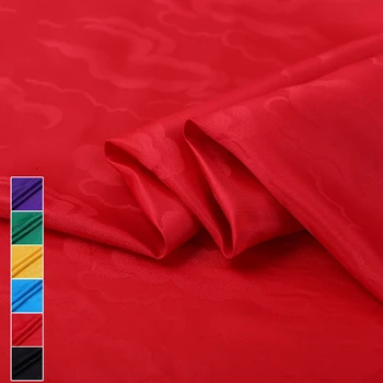 

114CM Wide 16MM Cloud Jacquard Green Red Blue Black Silk Rayon Fabric for Autumn Spring Pants Jacket Dress B023