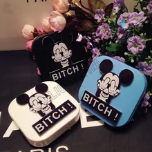 LIUSVENTINA портативный DIY акрил милый черный мышь контактные линзы Чехол Контейнер с зеркалом для цветные линзы подарок для девочек