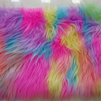 

Faux fur Multicolor Jacquard Plush Cloth Rainbow Rolling Fleece Headphones Handbag Toy Hair fabric (40mmpile long)