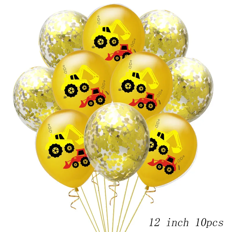 12 дюймов инженерный автомобиль латексный воздушный шар набор экскаватор День Рождения украшения поставки конфетти блесток воздушный шар