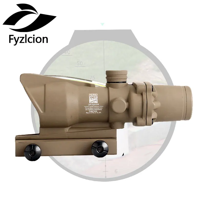 

ACOG 1X32 Tactical Red Dot Sight Real Green Fiber Optic Riflescope with Picatinny Rail for M16 Rifle