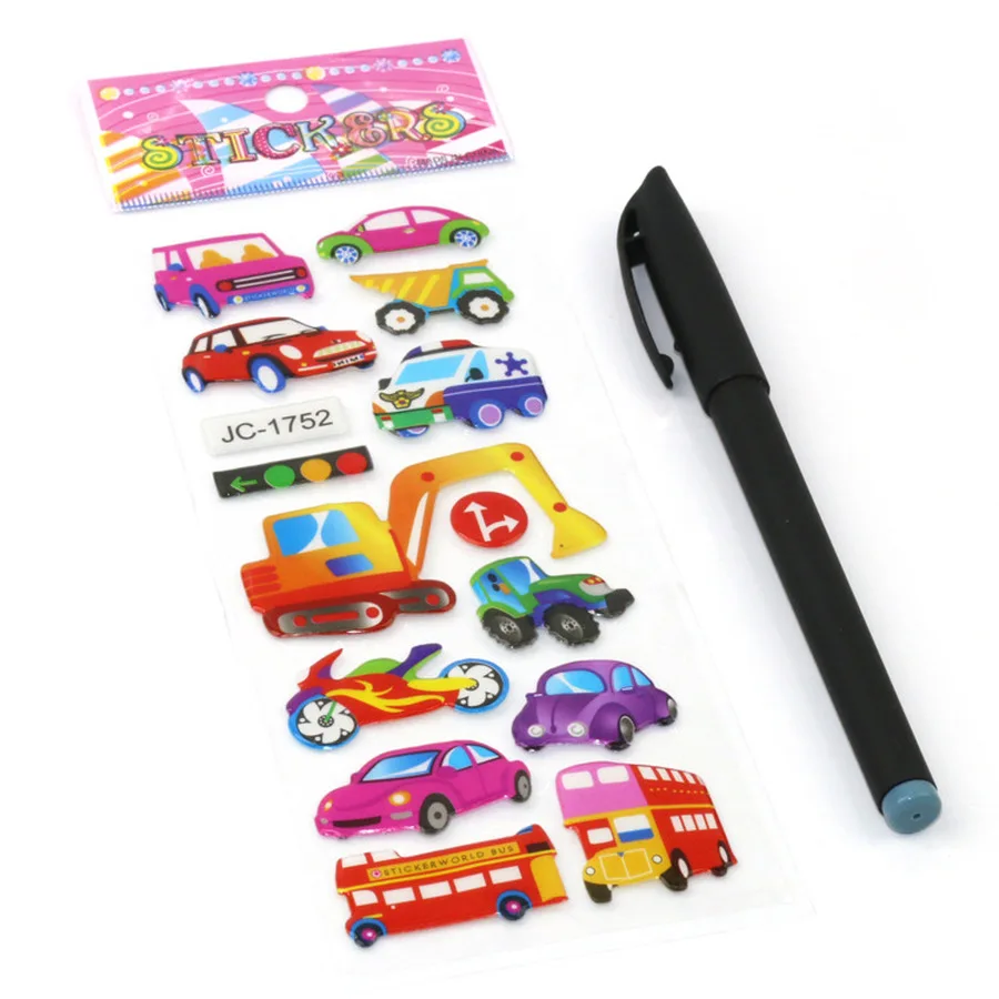 6 Different Sheets 3D sticker Crtoon Traffic Car DIY Stickers Toys PVC Scrapbook for Children Diary Notebook Decoration Gifts 6 Different Sheets 3D sticker Crtoon Traffic Car DIY Stickers Toys PVC Scrapbook for Children Diary Notebook Decoration Gifts