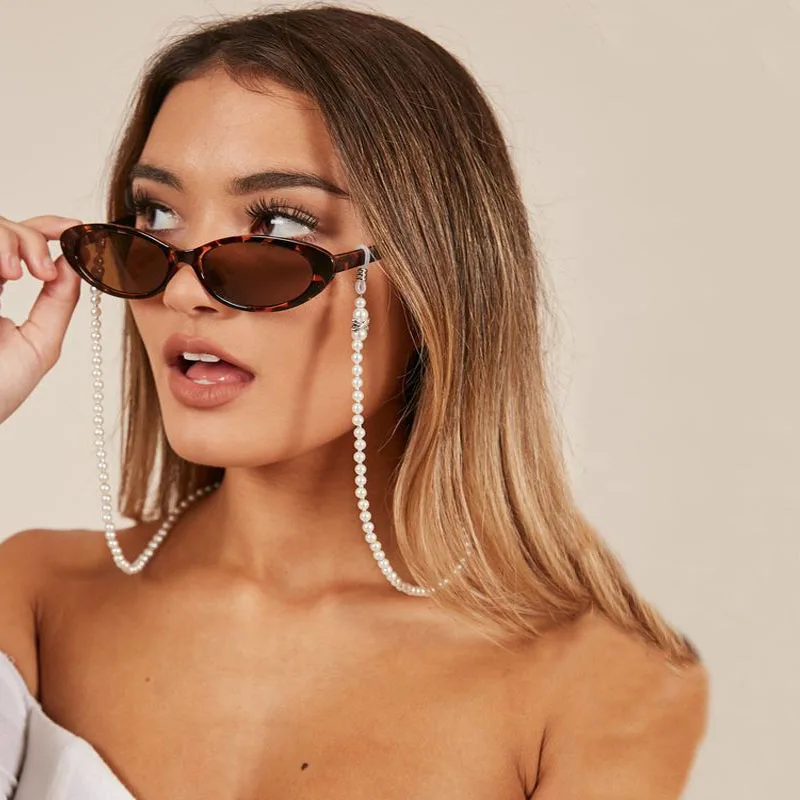 

Fashion women White Acrylic Beaded Women Cord Glass chain Reading Eyewear Neck Strap Eyeglass Holder Red Cord Glasses Strap