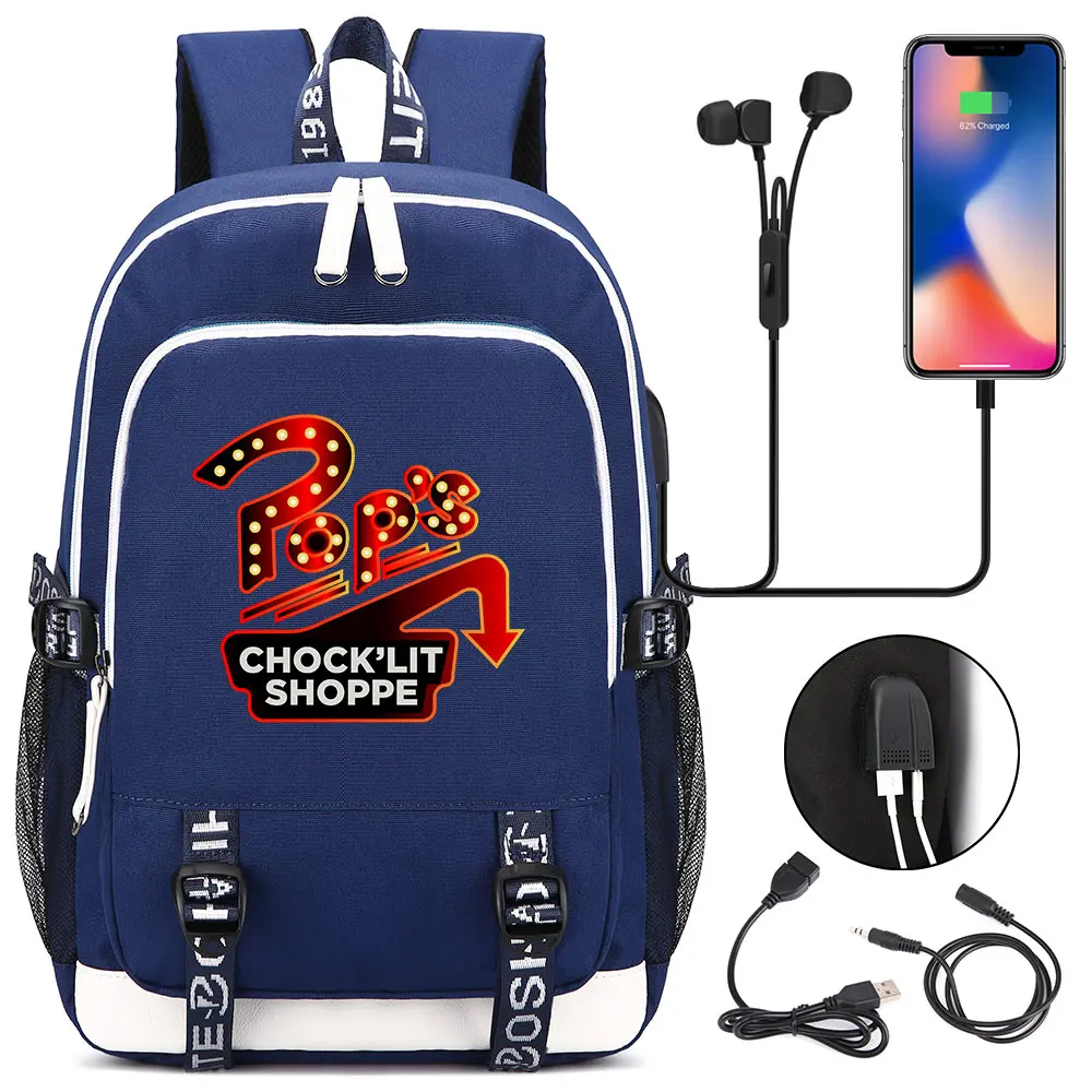 Новый Pop's chock'lit shoppe ривердейл наушники USB Джек мальчик девочка школьная сумка для женщин подростков холст мужчин ноутбук рюкзак