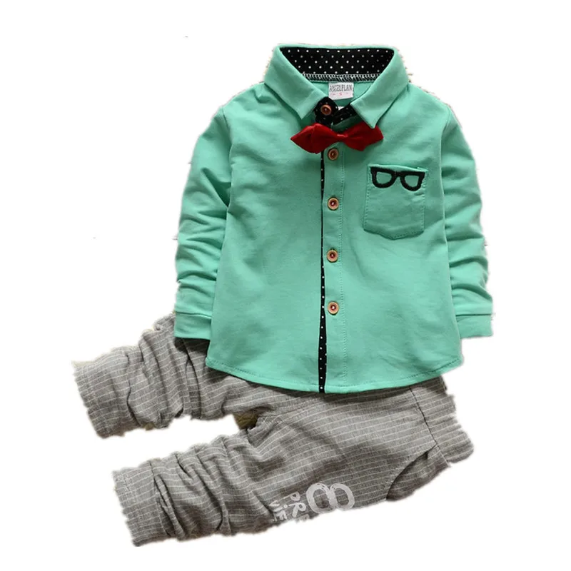 Одежда для маленьких мальчиков, корейские рубашки в полоску с длинными рукавами для отдыха, Топы+ штаны, Одежда для младенцев из 2 предметов, костюм для детей 1-4 лет, Детская бабочка