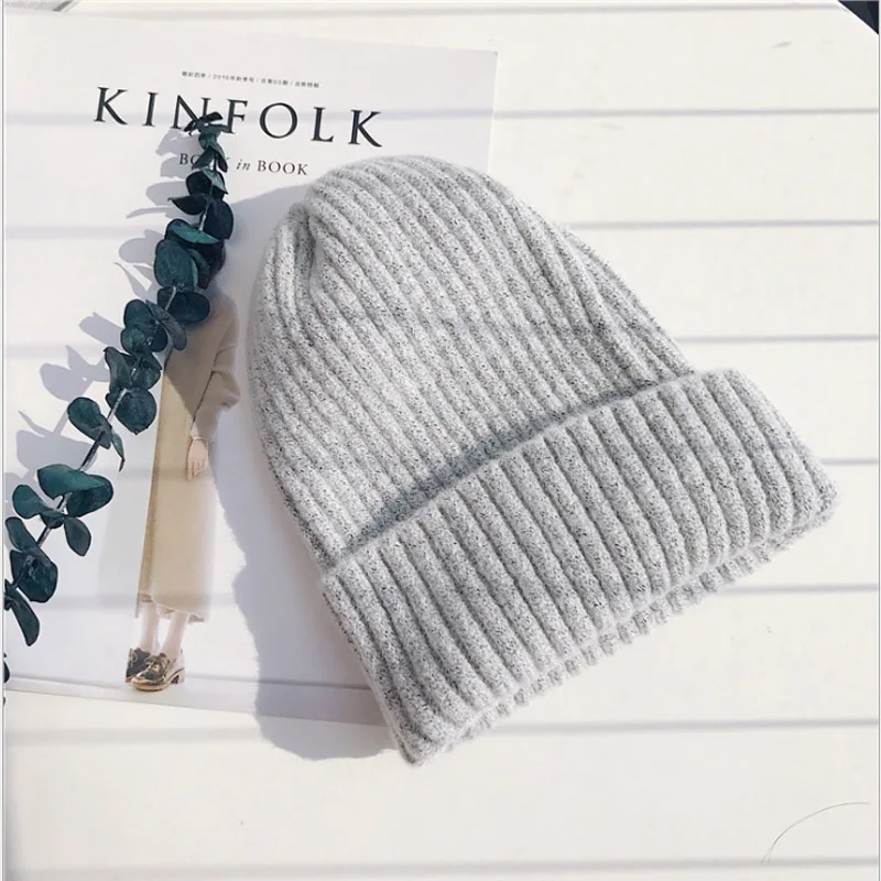 Новые зимние шапки для мужчин и женщин Skullies Beanies женские модные теплые шапки унисекс эластичные вязаные шапки высокого качества - Цвет: Grey