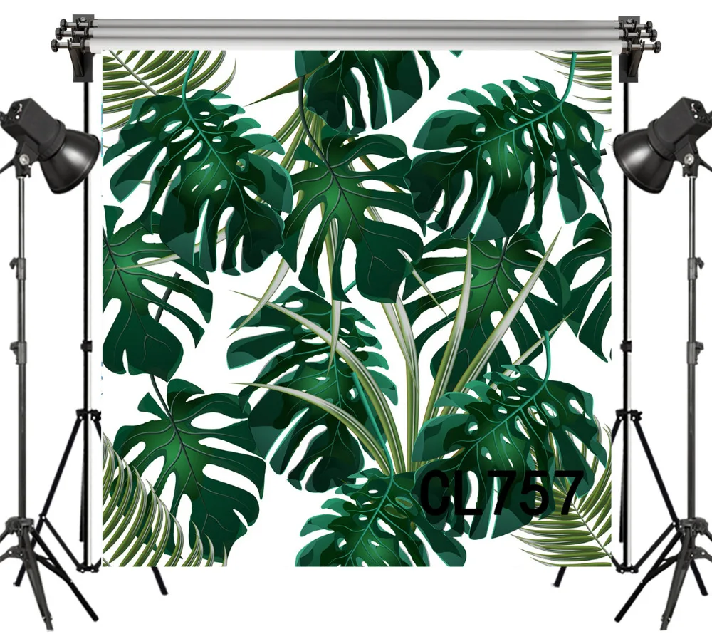 

LB Vinyl Photography Backdrop For Studio Photo Props Photographic Background Dark Green Tropical Leaves Children Decorative Kid