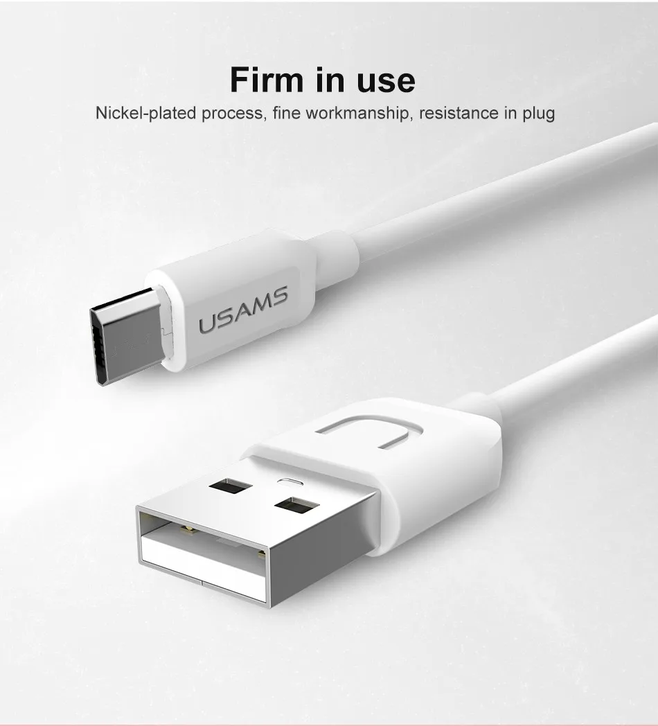 Micro USB кабель для Android, USAMS быстрое зарядное устройство USB кабель для samsung Xiaomi LG Microusb данных синхронизировать мобильный телефон зарядный кабель