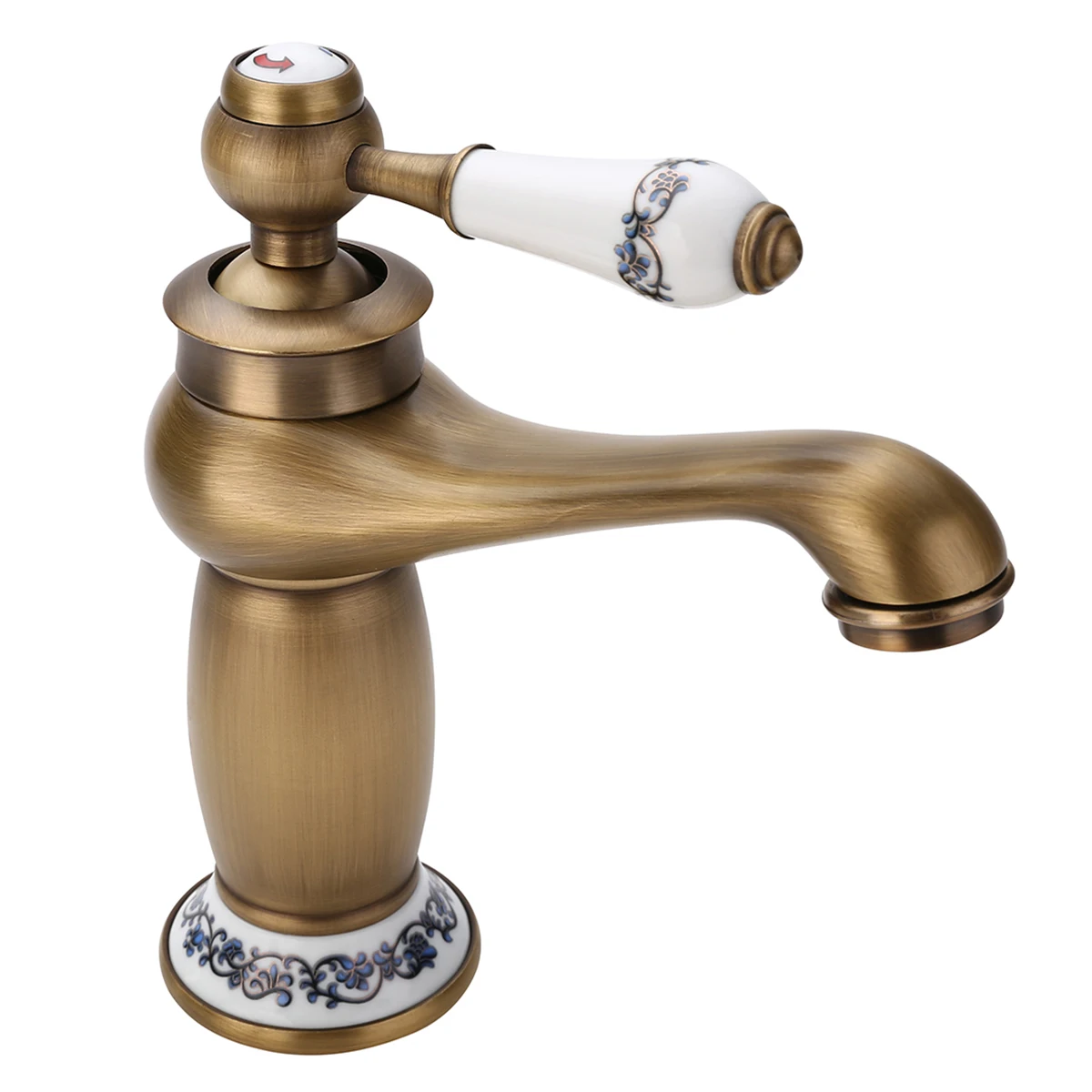 Antique Bronze Faucet Hot & Cold Mixer Tap with Ceramic Handle Bathroom Kitchen Basin Hardware Accessory
