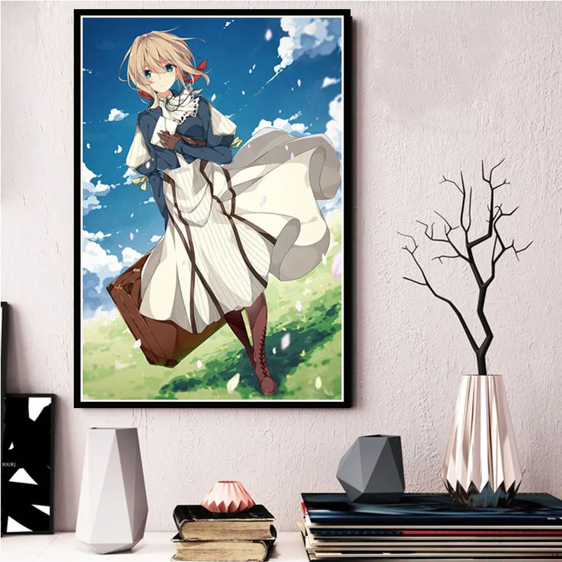 Картина маслом из японского аниме милая девушка лидер продаж фиолетовая Evergarden