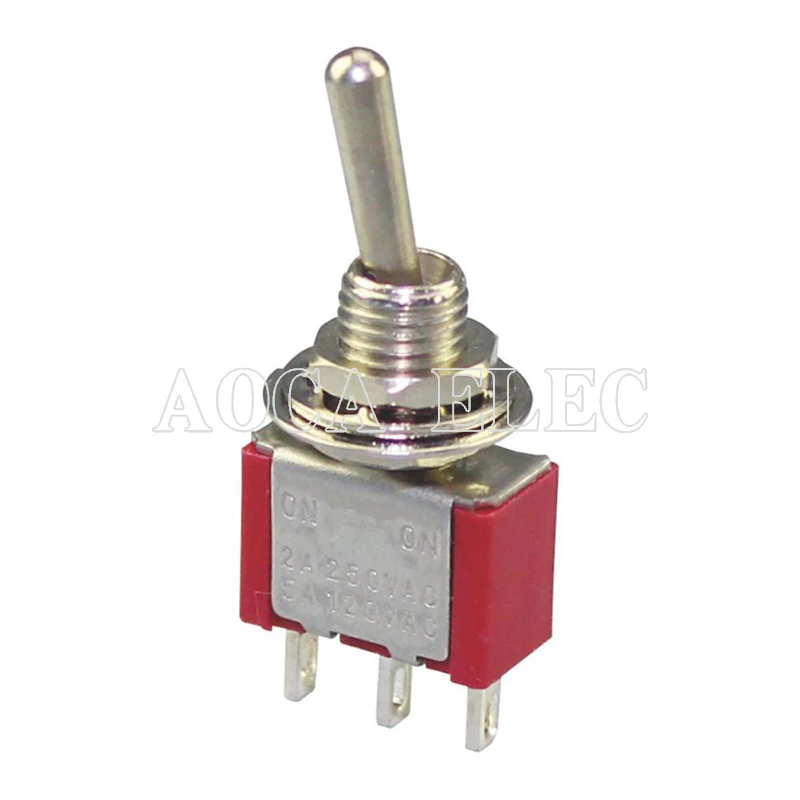 

100PCS MTS-102-C1 Single Pole Toggle Switch 6MM 3A 250VAC 6A 125VAC 3Pin SPDT 2 Position Latching Mini ON ON PCB Toggle Switch