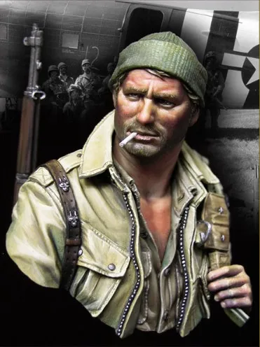 

1/10 Scale Resin Bust Statue WW2 American Paratrooper Unpainted Figure Model Kit Free Shipping