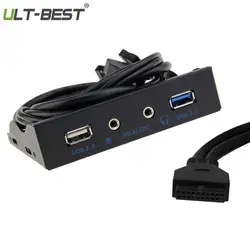 Ult-best USB 3,0 передняя панель с аудио кронштейн материнская плата 20pin к USB 3,0 + USB 2,0 концентратор Кабель-адаптер для 3,5 "флоппи-дисковод