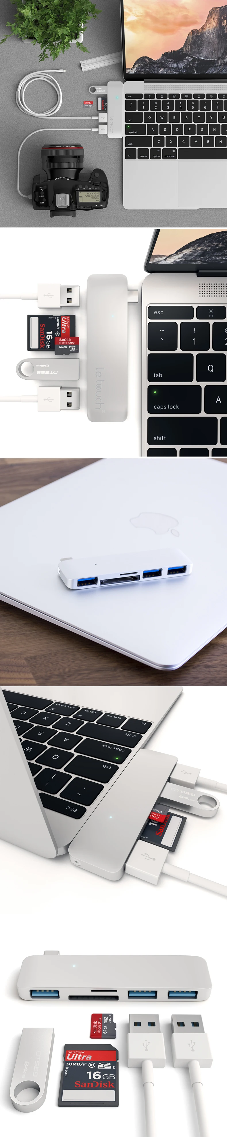 USB 3.1 Тип c концентратор usb c центр алюминиевого Тип c USB/SD адаптер USB c 5 В 1 Combo HUB для MacBook OS Оконные рамы 10 шт./лот