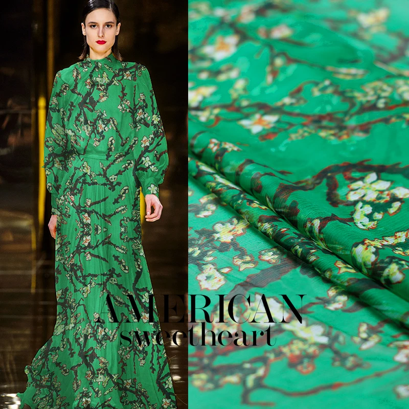 Buy 5momme white pear flowers printed silk yoryo 100