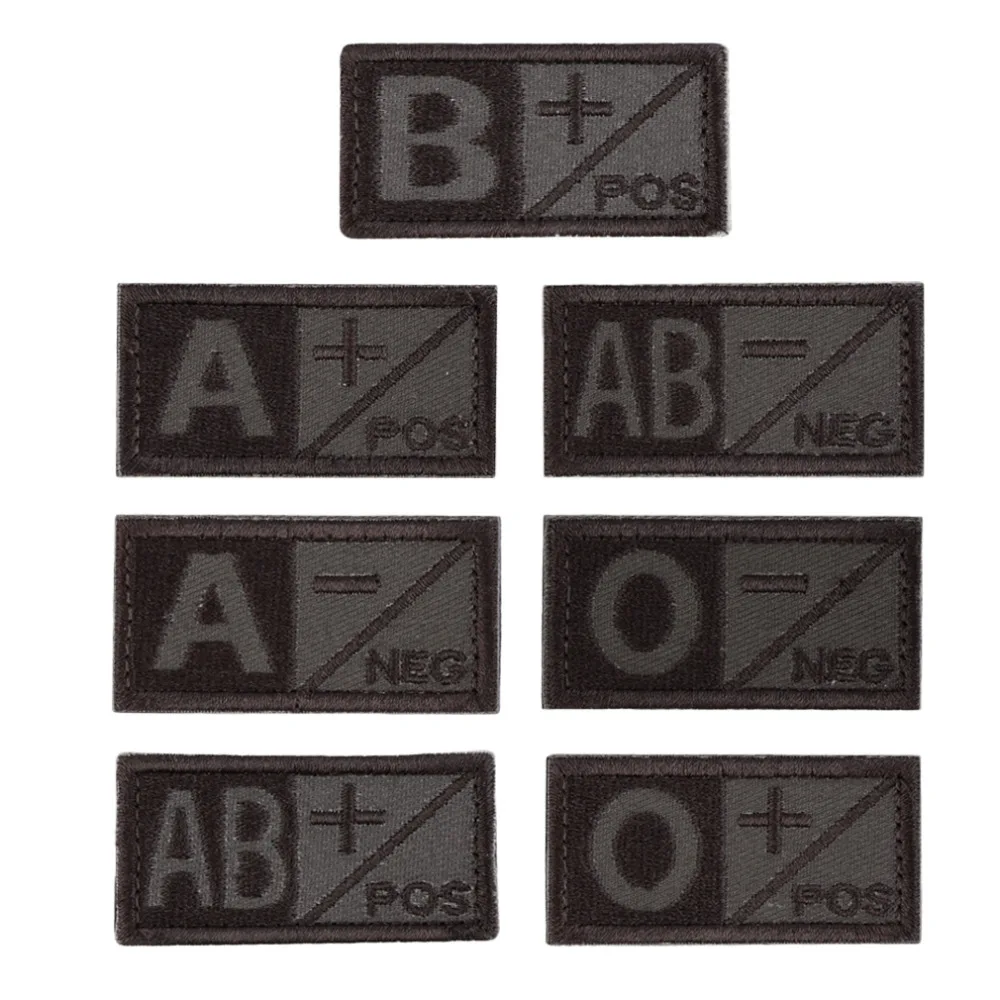 

3D Blood Type Badges A B AB O POS NEG Coyote Tan OD Green Badges Positive Hook Embroidery Cloth Standard Armbands new arrival