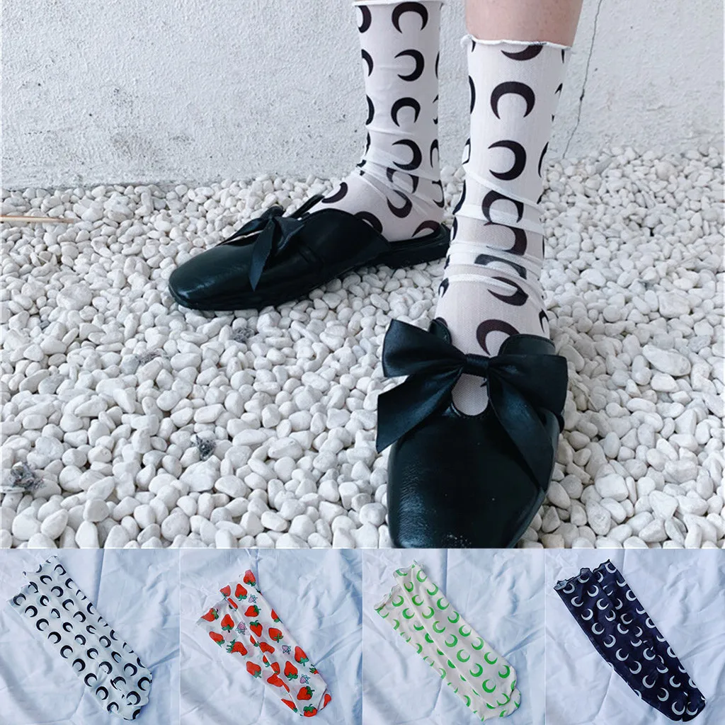 Kawaii/женские носки с вышивкой Веселые модные забавные Женские носочки до