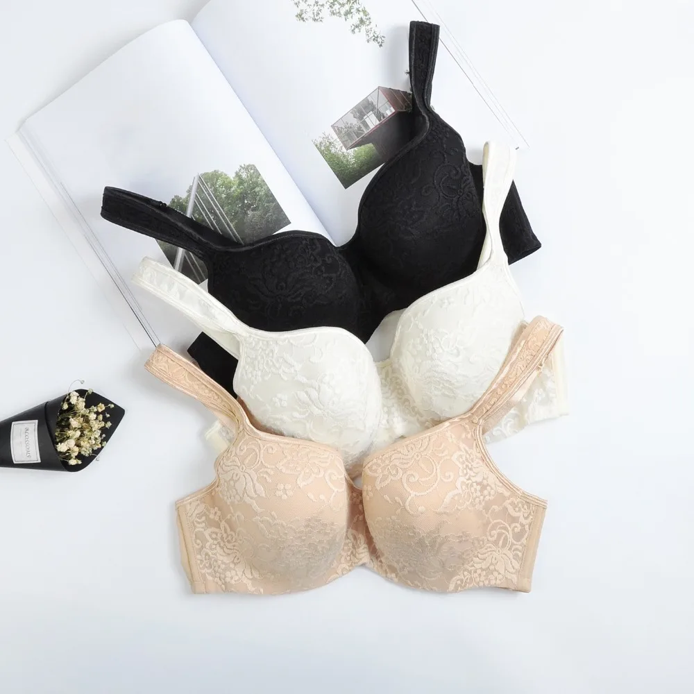 Delimira Women's New Embroidered Underwire Full Coverage Balconette Bra