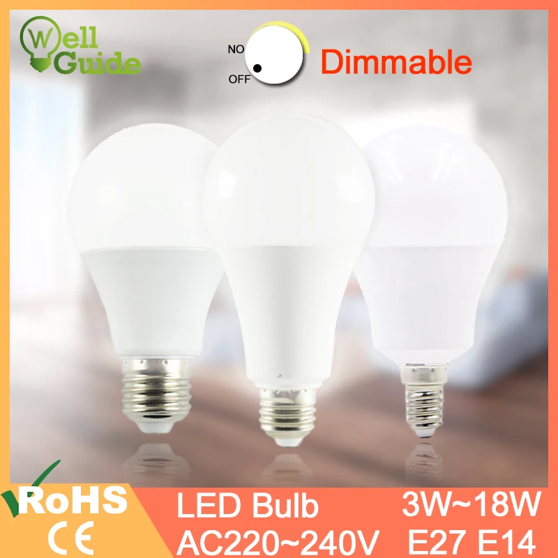 

led lamp E27 E14 dimmable led bulb Real 20W 18W 15W 12W 9W 5W 3W AC 220V 240V lampara LED Lamp Aluminum Table lamp Lamps light