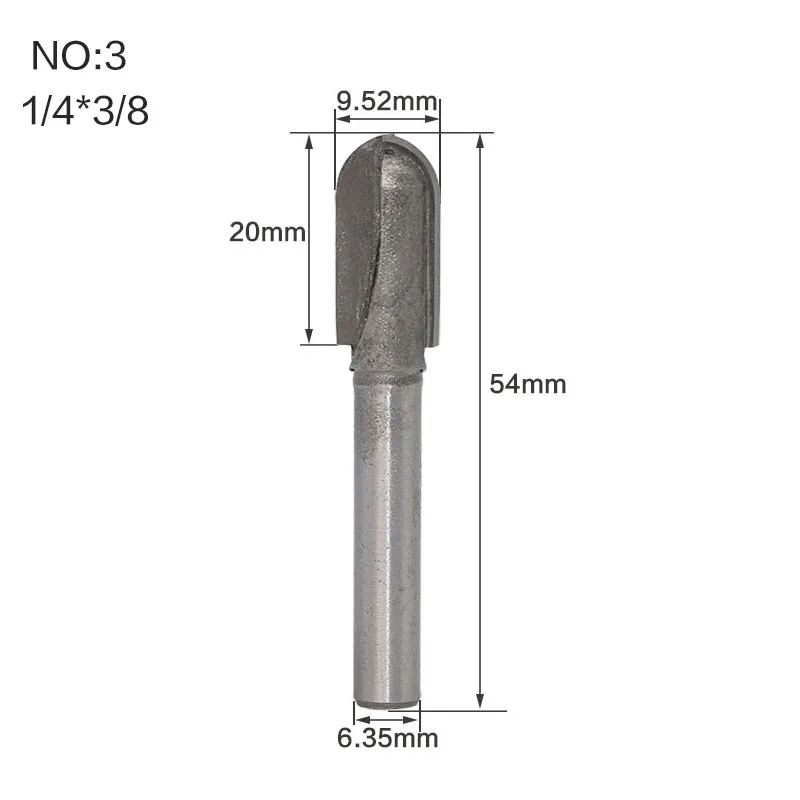 1 шт. 1/" 1/2 Концевая фреза ЧПУ карбидная заканчивающаяся мельницей инструмент длинное лезвие круглый нос бит керновый ящик для вырезания гребней и Пазов-дальней досягаемости - Длина режущей кромки: NO3